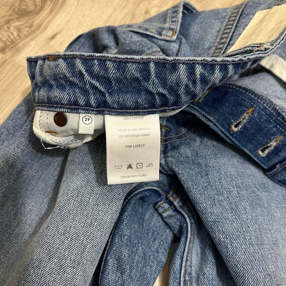 Grlfrnd Karolina High-Rise Straight Distressed Crop Blue Jeans Size 29 - Picture 10 of 12